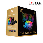 XIGMATEK Starlink Ultra (3PCS Black Easy Clip On & Smart Link Fan,ARGB & PWM Cable,Galaxy II Fan Control Box & Remote,Color Box)