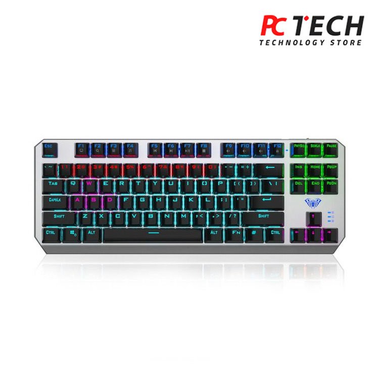 AULA F3087 TKL Mechanical Gaming Keyboard – Blue Switch – Rainbow backlight | Black / Silver