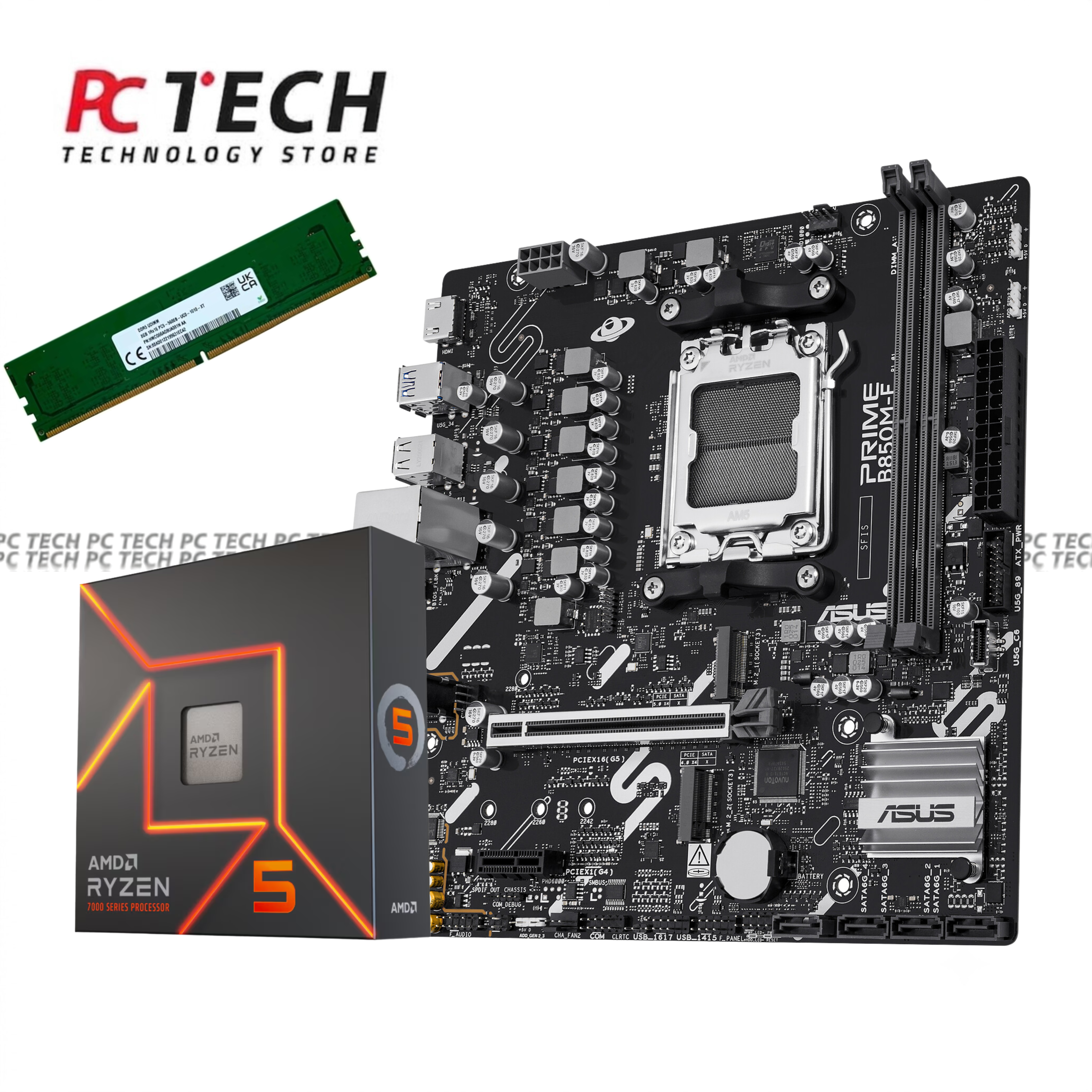 AMD Ryzen 5 7600X + ASUS PRIME B850M-F + SK hynix 8GB DDR5 5600MHz Bundle