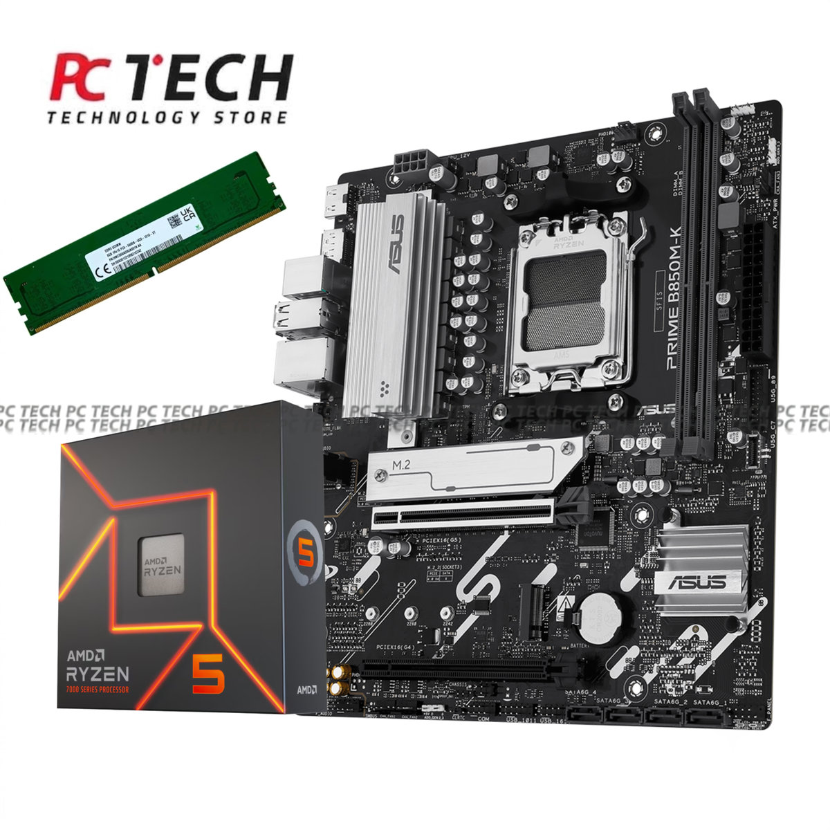AMD Ryzen 5 7600X + ASUS PRIME B850M-K + SK hynix 8GB DDR5 5600MHz Bundle