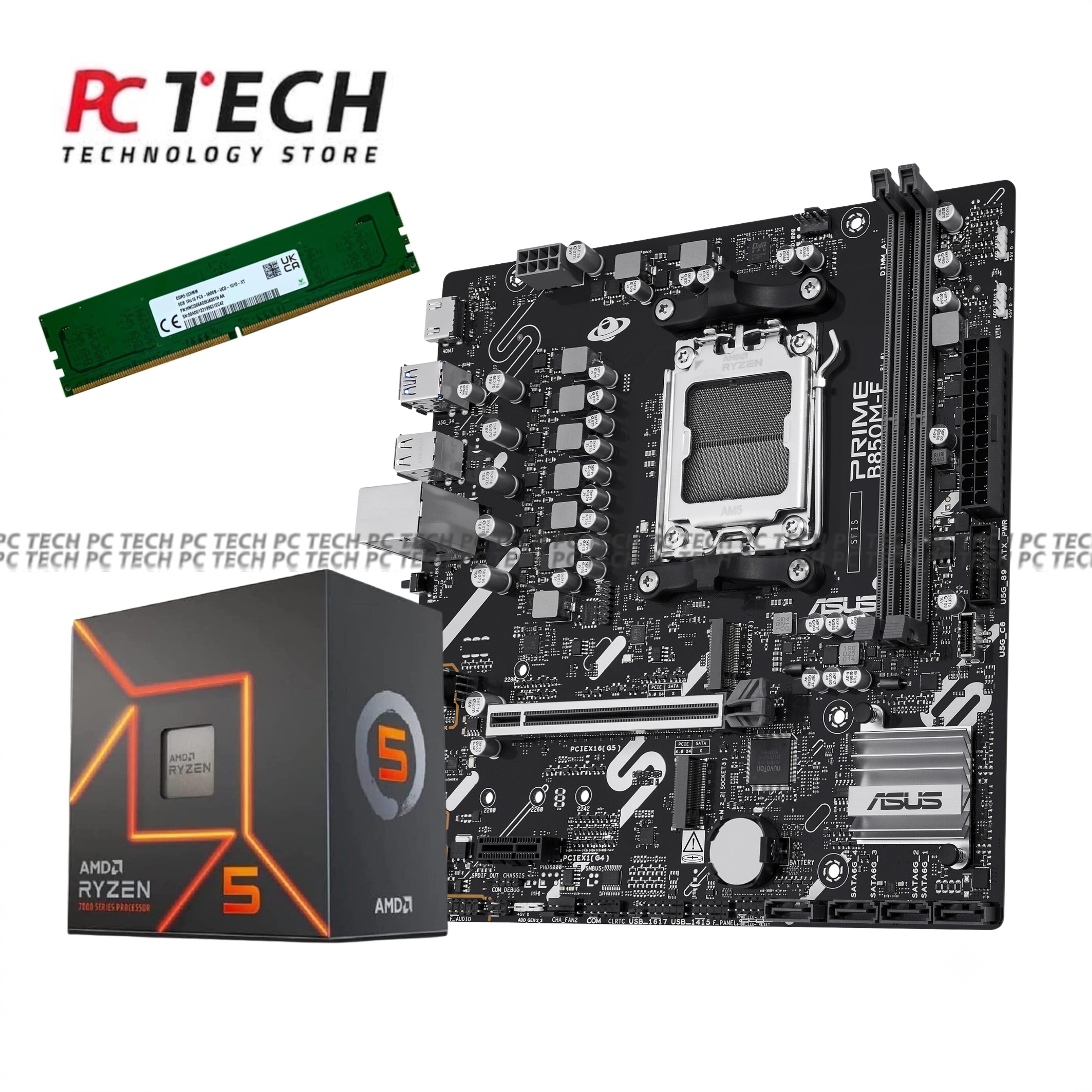 AMD Ryzen 5 7600 + ASUS PRIME B850M-F + SK hynix 8GB DDR5 5600MHz Bundle