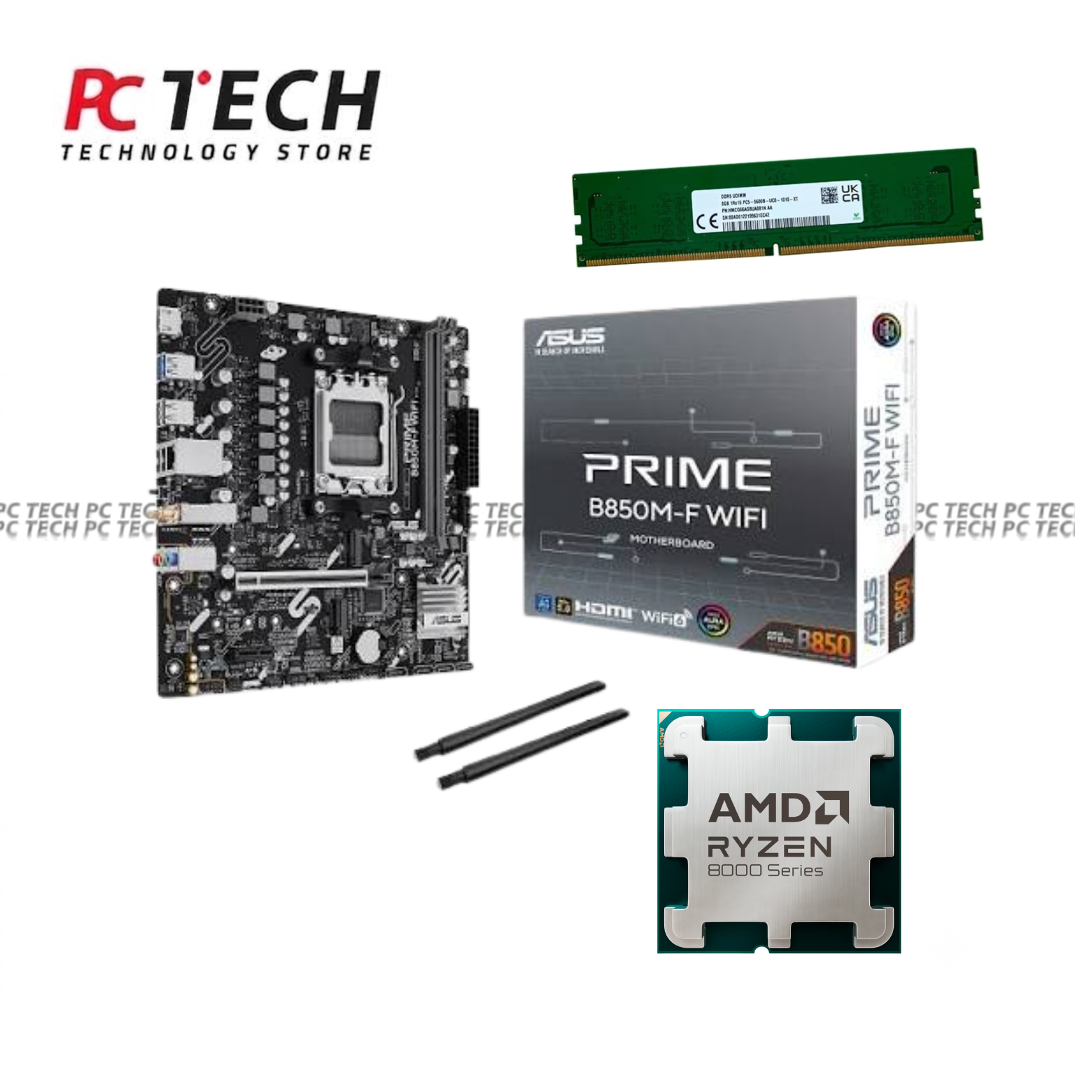 AMD Ryzen 5 8400F + ASUS PRIME B850M-F WIFI + SK hynix 8GB DDR5 5600MHz Bundle