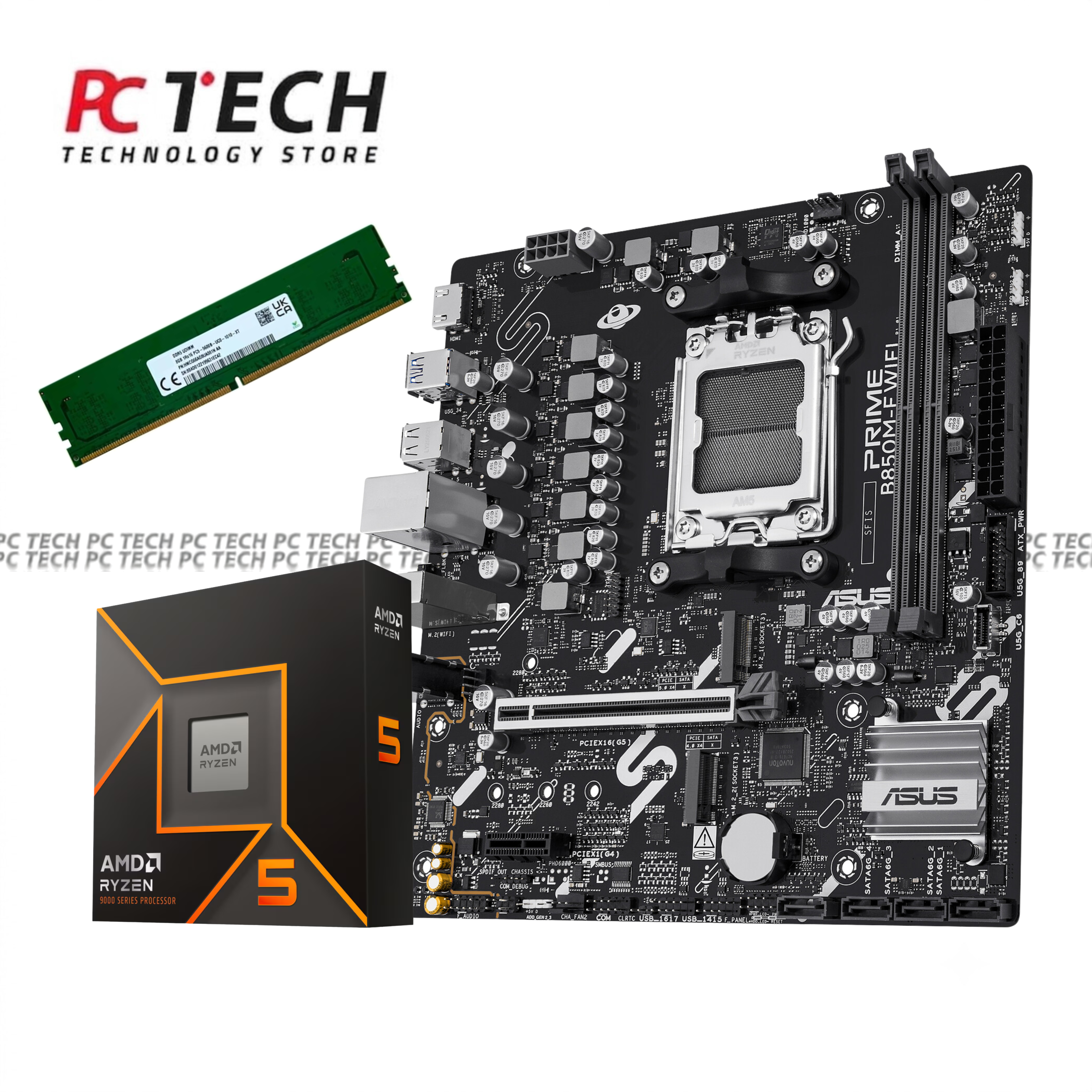 AMD Ryzen 5 9600X + ASUS PRIME B850M-F WIFI + SK hynix 8GB DDR5 5600MHz Bundle