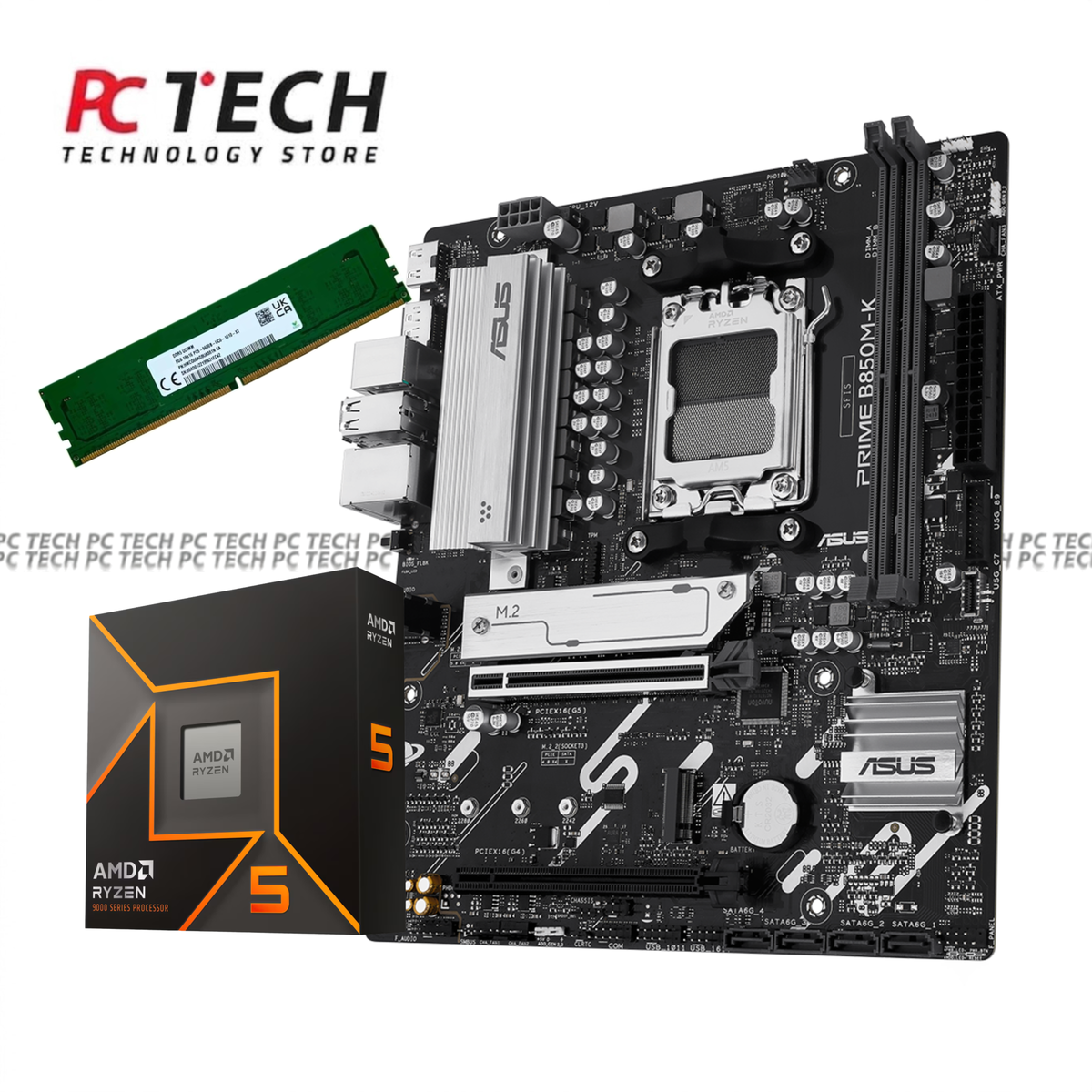 AMD Ryzen 5 9600X + ASUS PRIME B850M-K + SK hynix 8GB DDR5 5600MHz Bundle