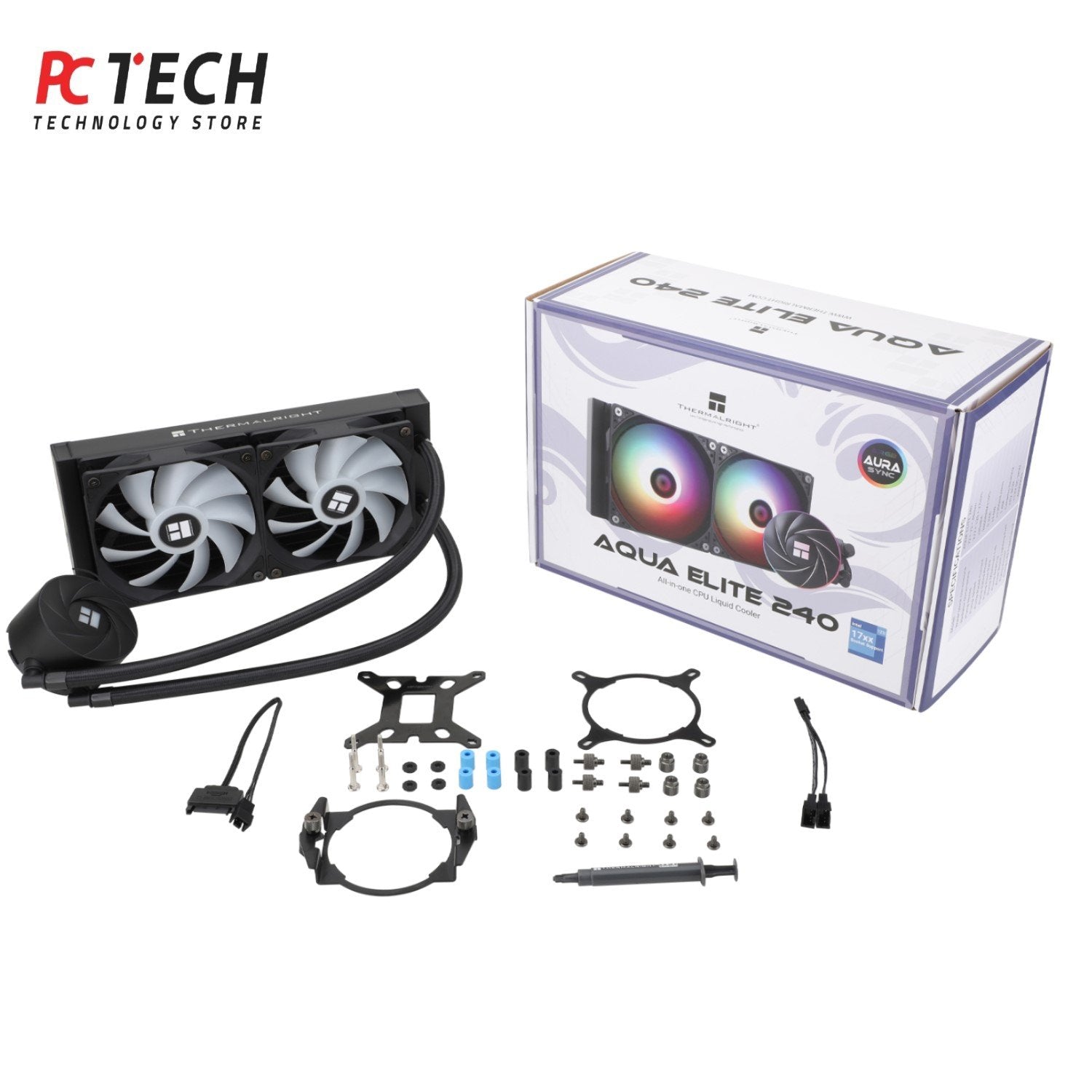 Aqua Elite 240 ARGB V6 Black Liquid CPU Cooler – Silent Cooling