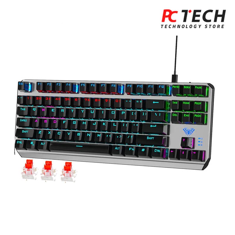 Aula F3087 Red Switch Wired Gaming Keyboard English & Arabic - Black