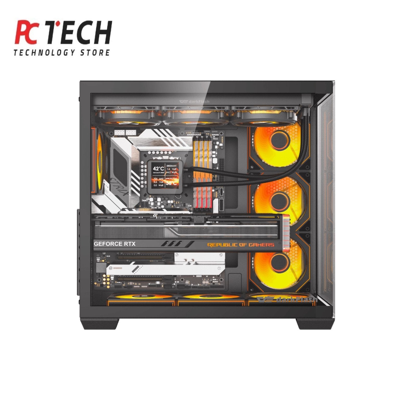 DARK FLASH C280 E-ATX Full Tower PC Case with High Airflow Design