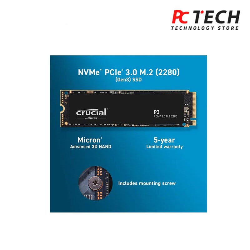 Crucial P3 Plus 2TB PCIe Gen4 3D NAND NVMe M.2 SSD