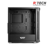 DarkFlash Gale DF140 Black EATX Full Tower Case, Mesh Front Panel and Tempered Glass