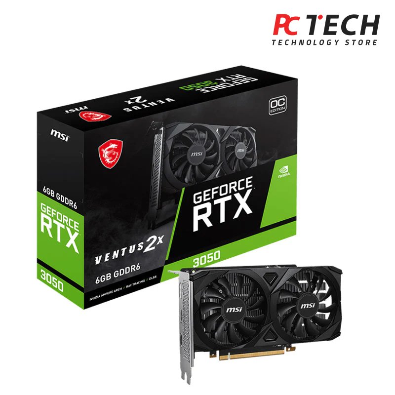 MSI Ventus 2X GeForce RTX 3050 6GB Graphics Card – Tray