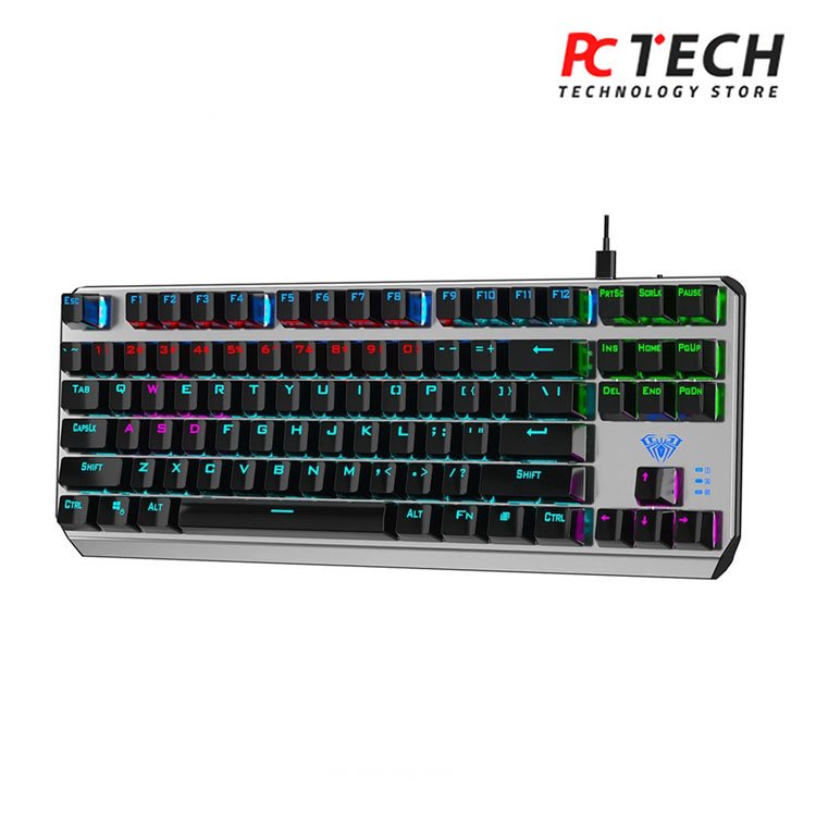 AULA F3087 TKL Mechanical Gaming Keyboard – Blue Switch – Rainbow backlight | Black / Silver
