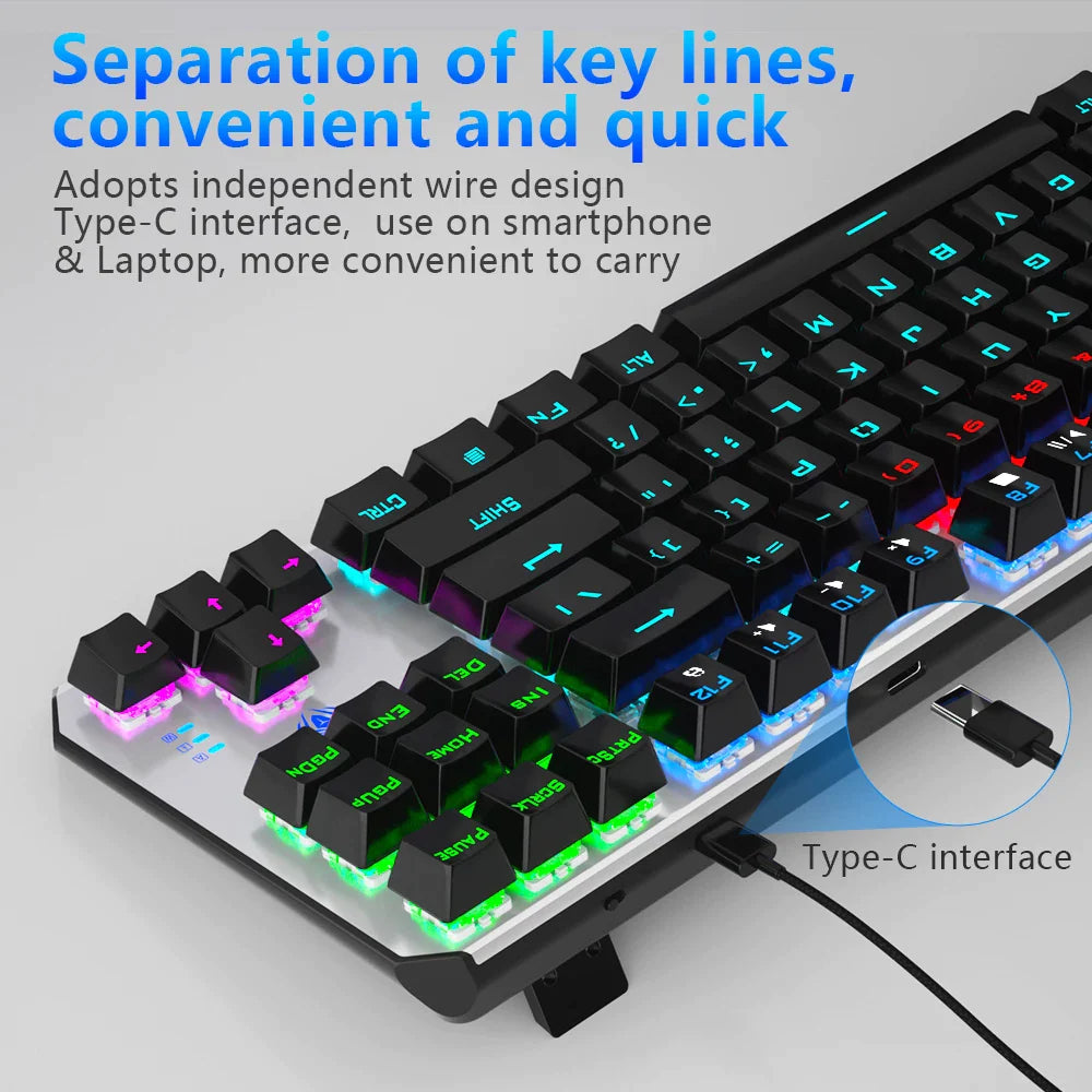 Aula F3087 Red Switch Wired Gaming Keyboard English & Arabic - Black