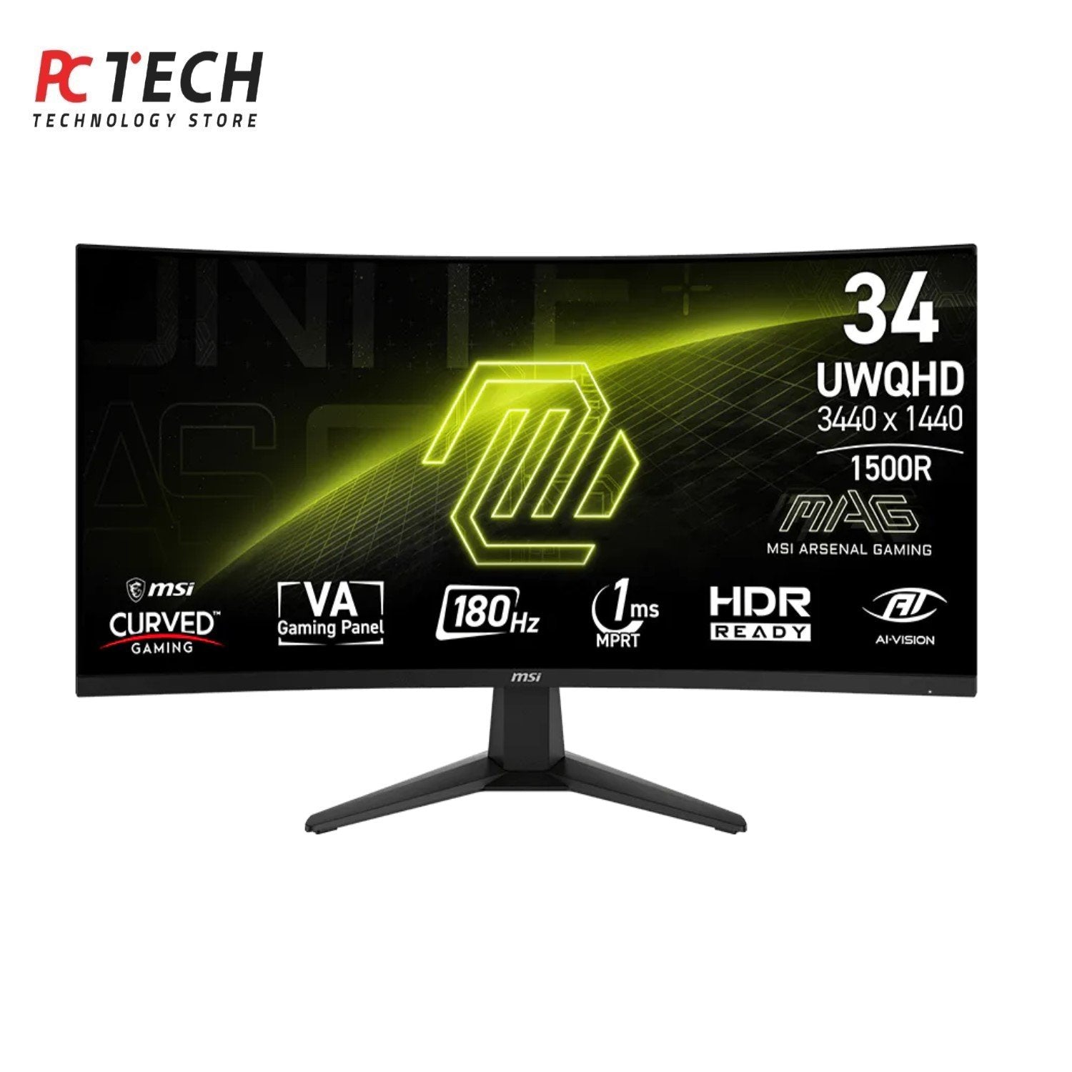 MSI MAG 346CQ 34″ Curved UWQHD Gaming Monitor | 180Hz | 1ms