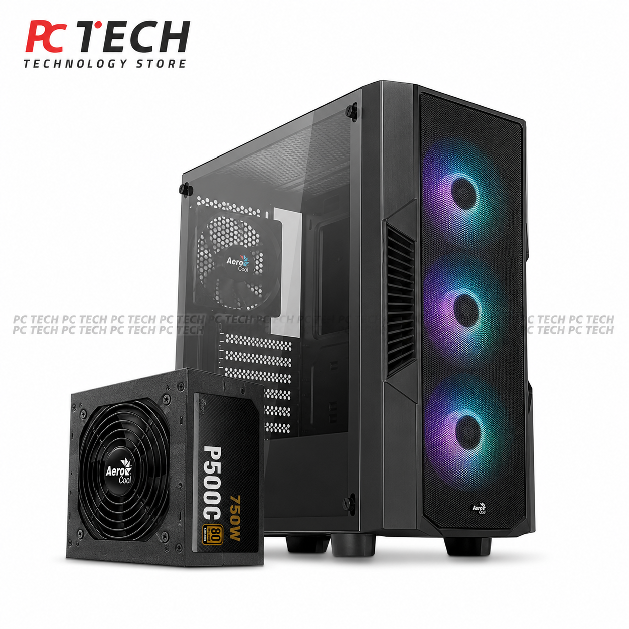 AEROCOOL P500C Black Case Combo with 750W 80+ Bronze Power Supply