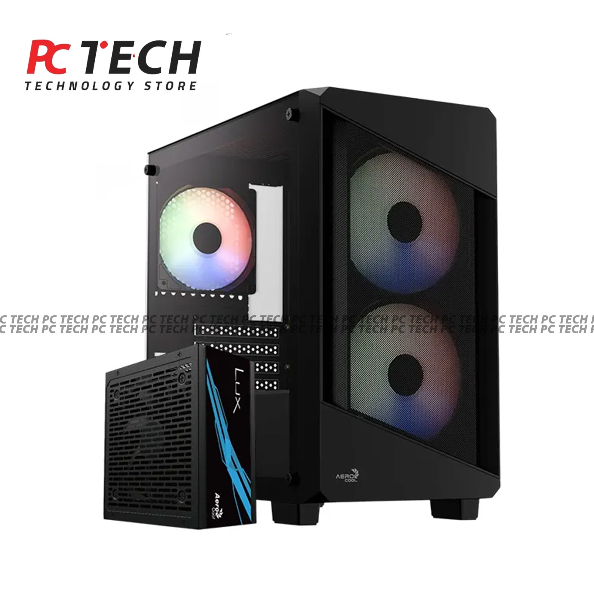 AEROCOOL B312F Flow Black Case Combo with 550W 80+ Bronze Power Supply
