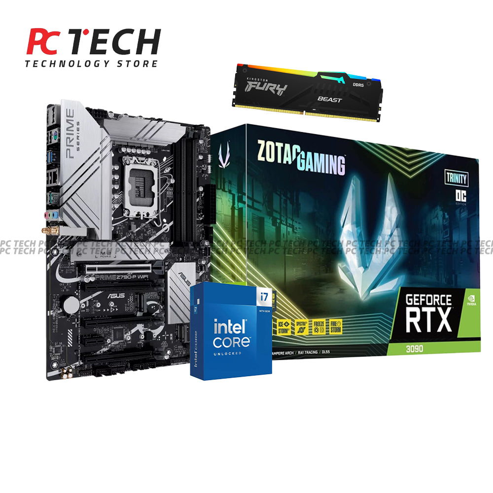 Intel Core i7-14700K + ASUS Prime Z790-P WiFi + Kingston Fury Beast 32GB DDR5 + ZOTAC Trinity RTX 3090 24GB Bundle