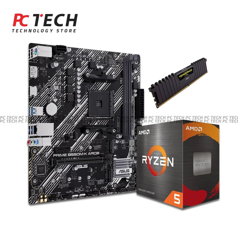 Ryzen 5 5500 MPK + ASUS Prime A520M-K + Corsair Vengeance LPX 16GB Gaming Bundle
