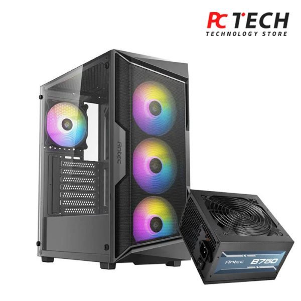 ANTEC AX61 Elite, High-Airflow Mesh Front Panel, 4 x 120mm ARGB Fans Included + PSU ANTEC ATOM V650