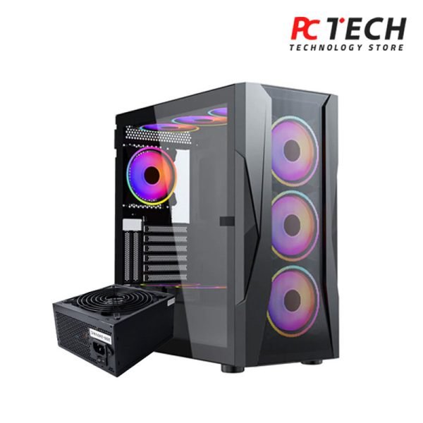 Xander Velox ARGB Mid Tower Case + Power Supply 80 Plus White 600W